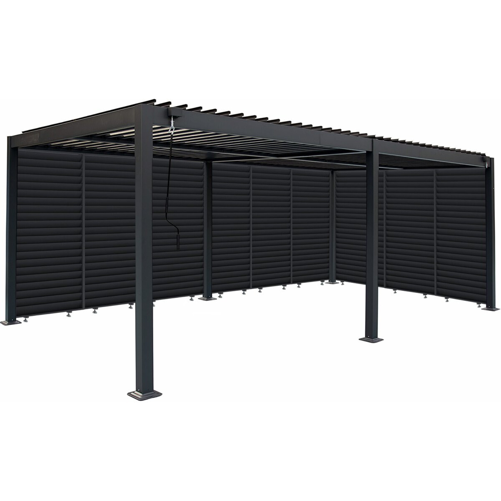 Pergola bioclimatique avec 9 persiennes en aluminium "Kensington" - 3 x 6 m - Gris