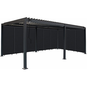 Pergola bioclimatique avec 9 persiennes en aluminium "Kensington" - 3 x 6 m - Gris