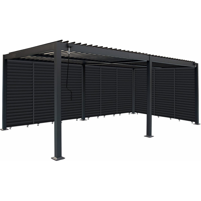 Pergola bioclimatique avec 9 persiennes en aluminium "Kensington" - 3 x 6 m - Gris