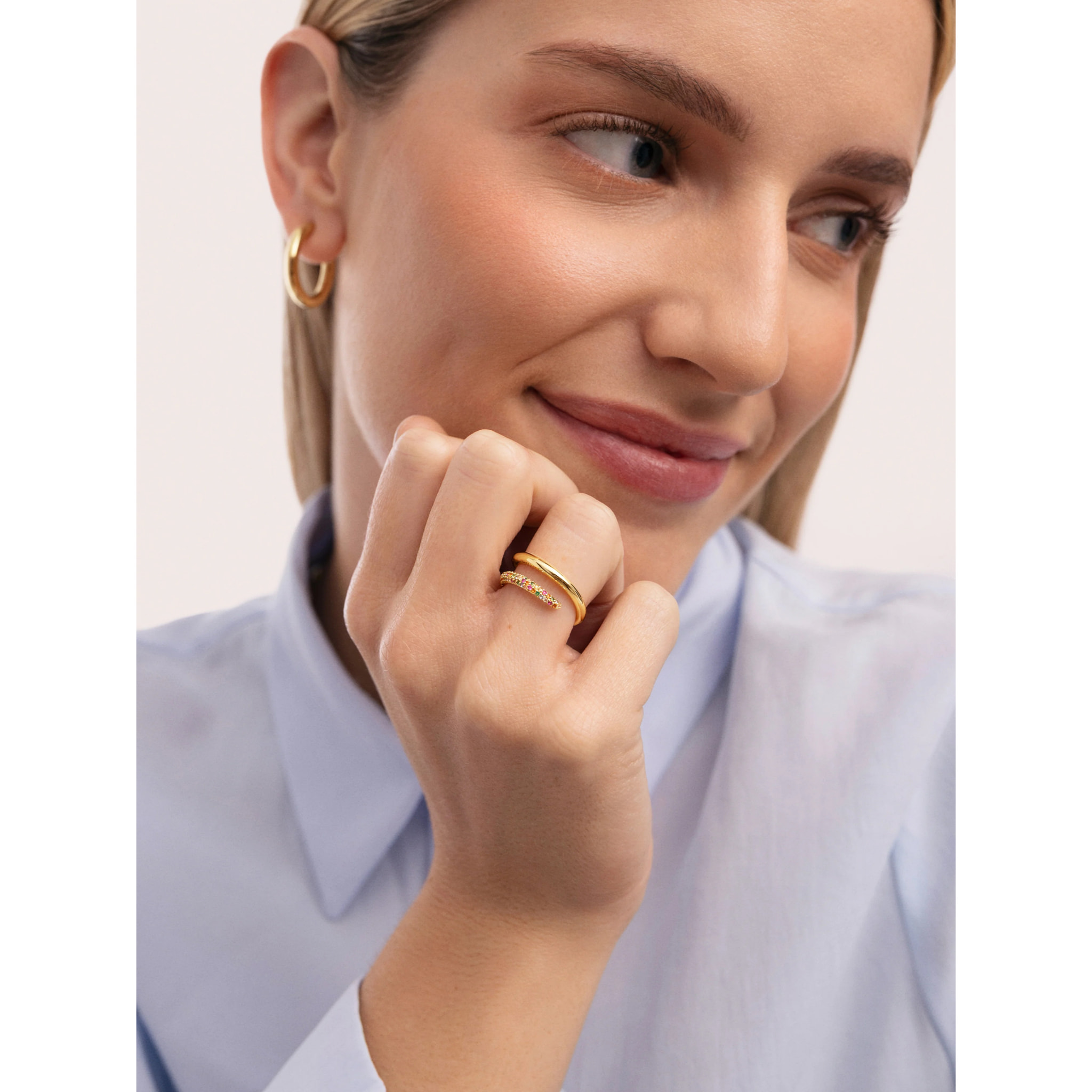 Anillo Doble Scarlett Dance Baño Oro