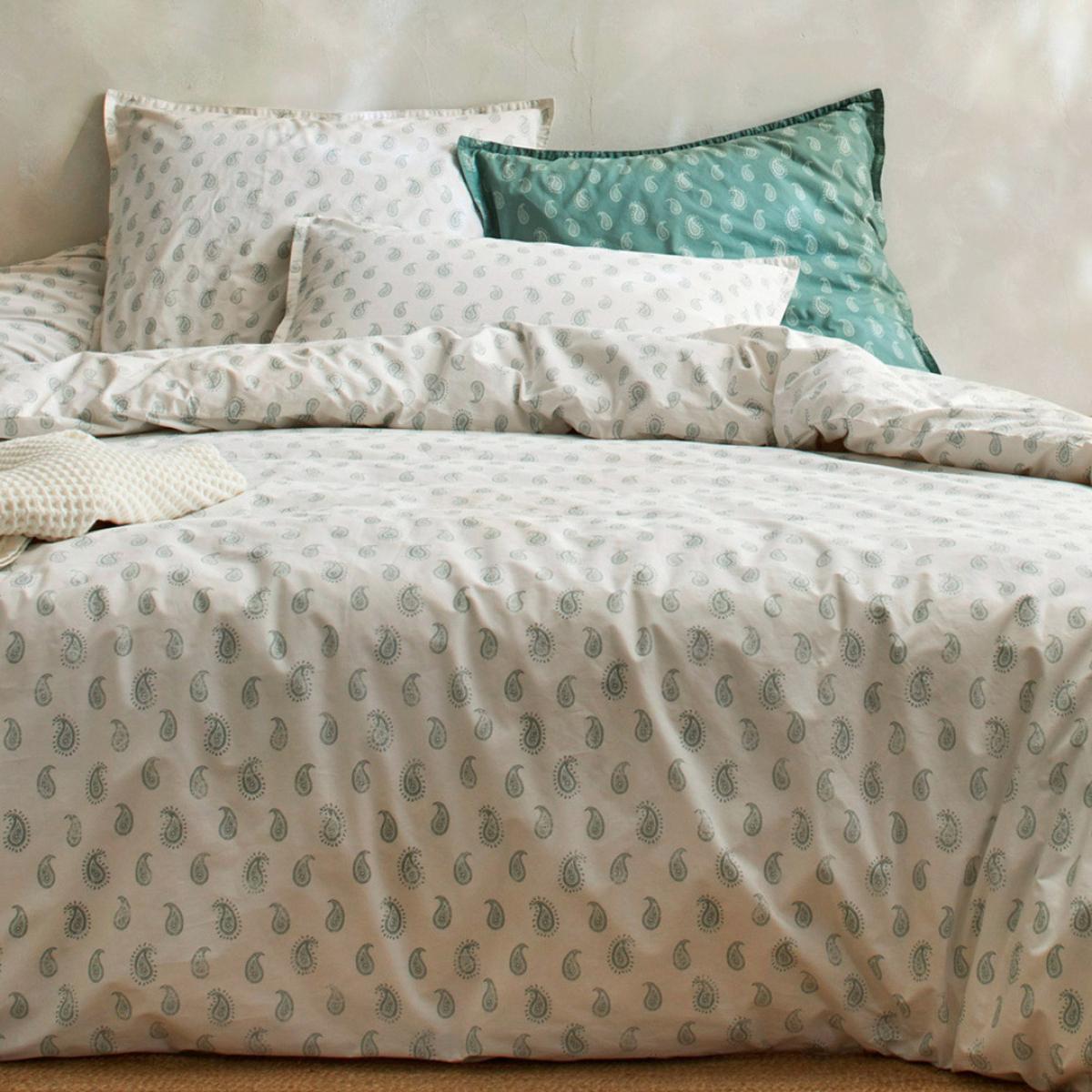 Housse de couette SARI ECUME en 100% percale de coton organic- lagon - vendue seule