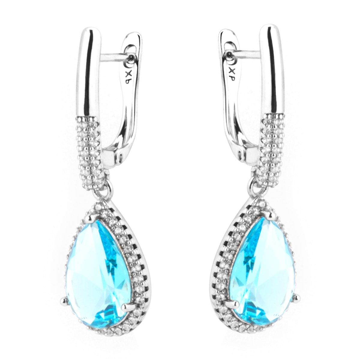 Pendientes con Circonita Aguamarina acabado plata