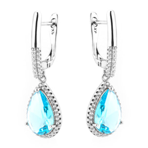 Pendientes con Circonita Aguamarina acabado plata