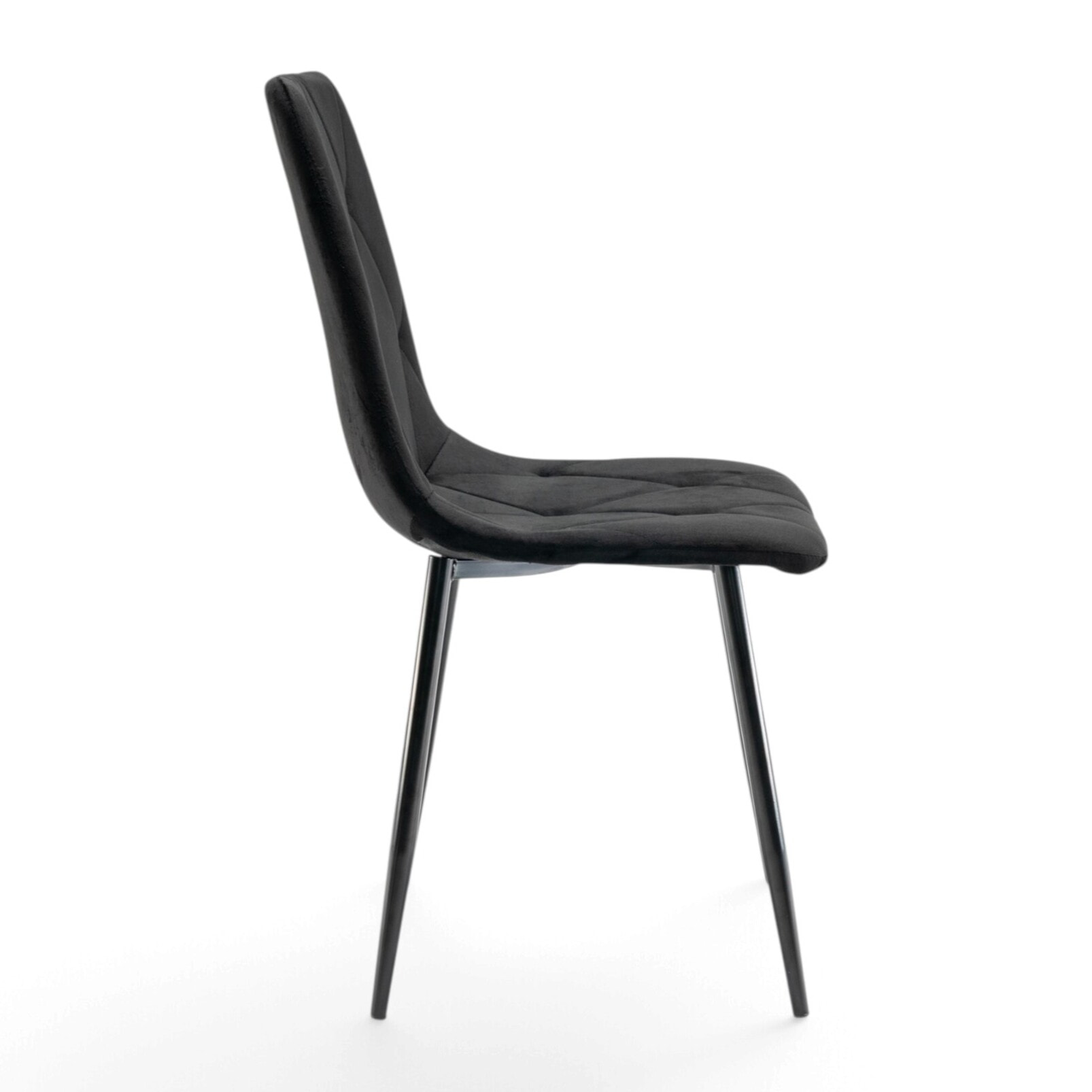 Set di 4 sedie CUENCA in tessuto effetto velluto nero e gambe nere