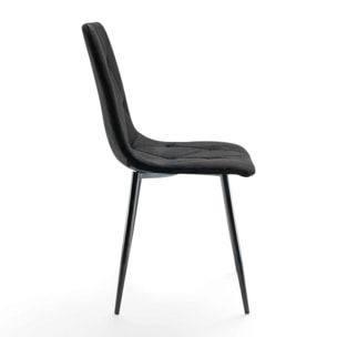 Set di 4 sedie CUENCA in tessuto effetto velluto nero e gambe nere