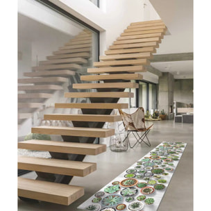 Passatoia tappeto cucina bagno ingresso multiuso, disegno piante stile naturale