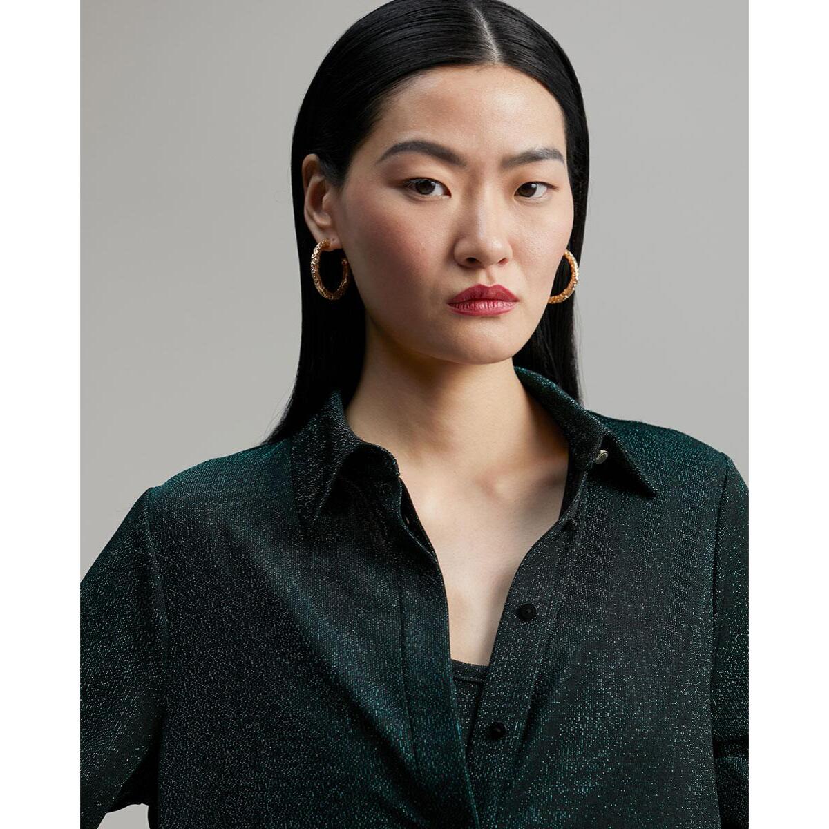 Blusa in maglia circolare con lurex