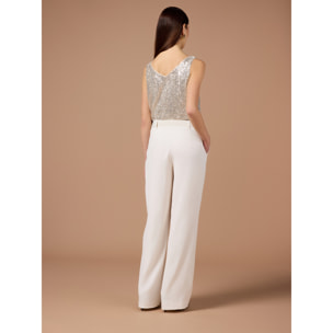 Oltre - Pantaloni fluidi con cintura - Bianco