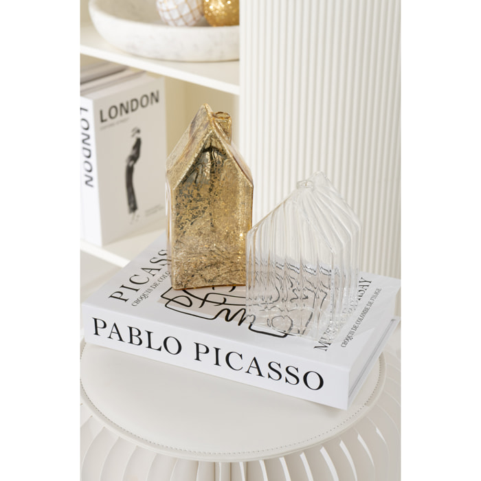 J-Line décoration Maison - verre - or - large - 2 pcs