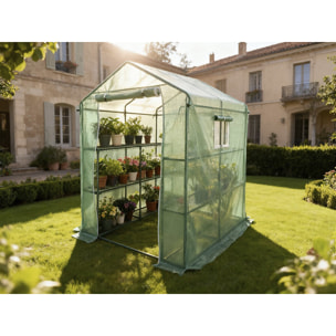 Serre tomates de jardin avec étagères "Lys" - 2.04 m² - 130g - Vert