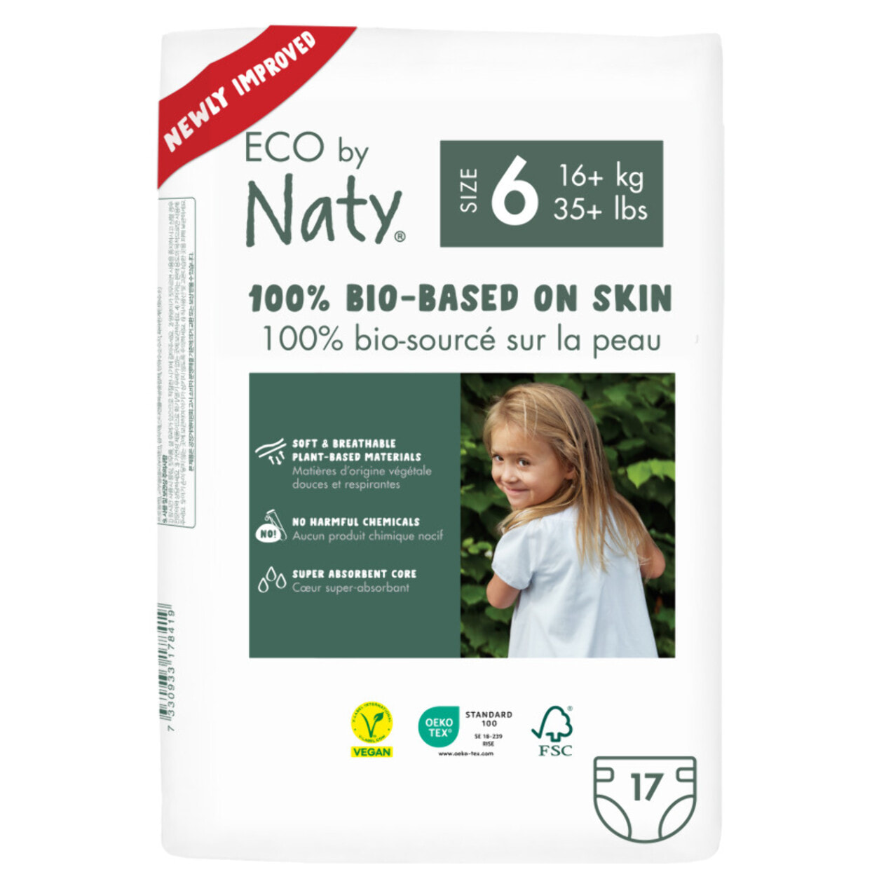 Pack de 6 - Naty - 17 Couches écologiques - T6, 16+kg