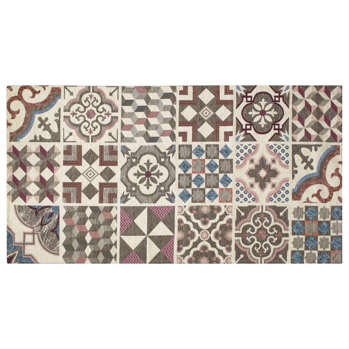 TAPPETO ARREDO DIS. MAIOLICHE FANGO 65X220 CM CON ANTISCIVOLO