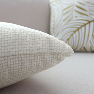 Coussin décoratif en velours chenillé - Ecru