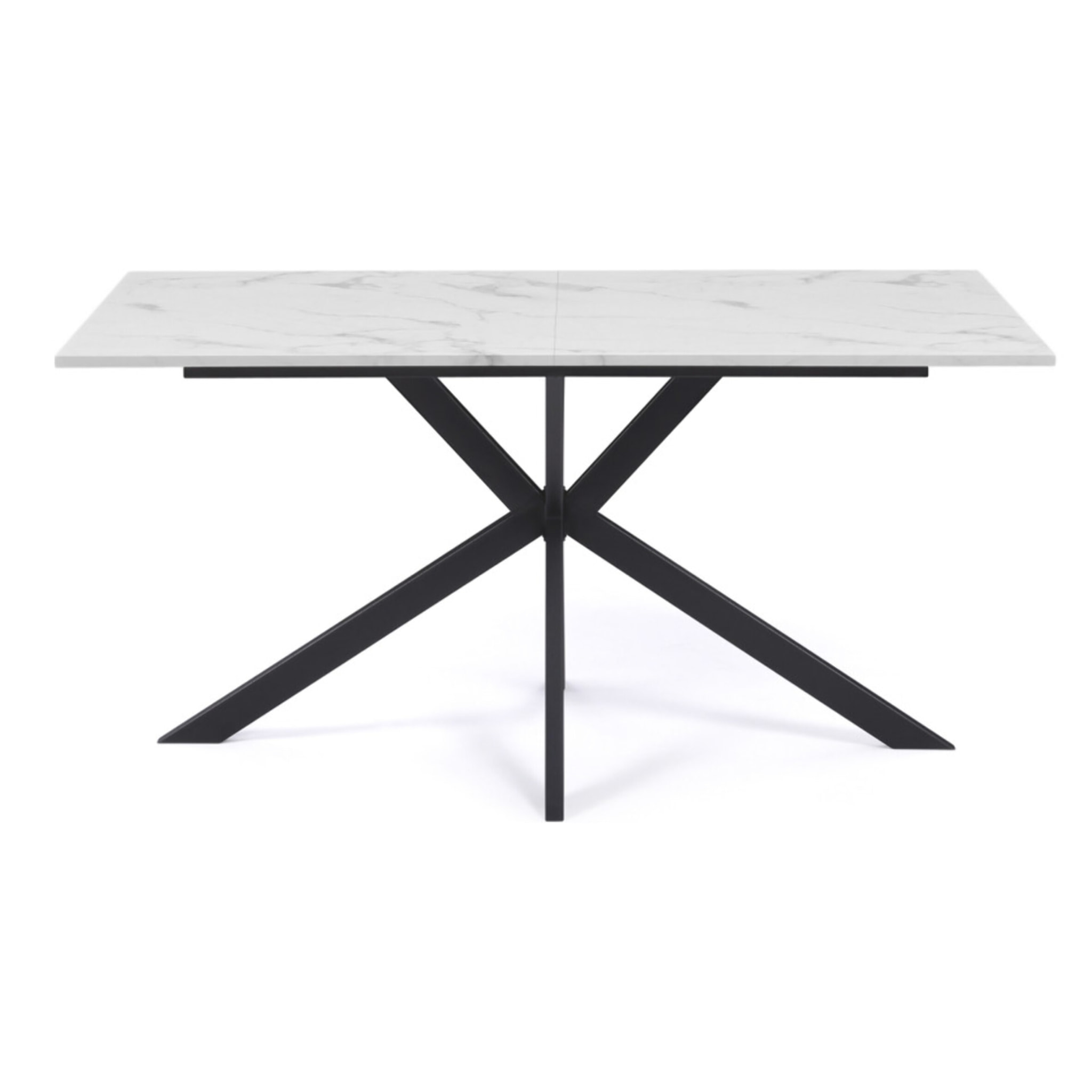 Table à manger Glam effet marbre blanc et noir 160cm