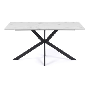 Table à manger Glam effet marbre blanc et noir 160cm
