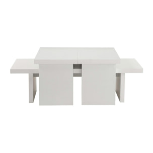 Table basse gigogne design – effet bois blanc (3 pièces) MARFA