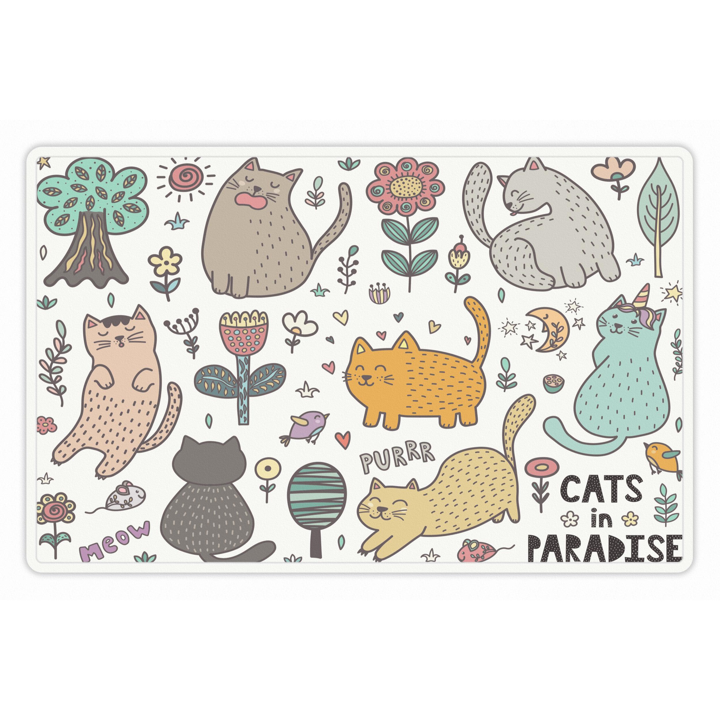 Alfombra de vinilo mascotas CERAMIKO, Cats in Paradise 48x75 cm