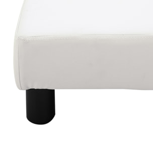 Reposapiés Otomano Taburete Pequeño Tapizado en Piel Sintética con Asiento Acolchado de Espuma y Patas de Plástico para Sofá Dormitorio 40x30x24 cm Blanco