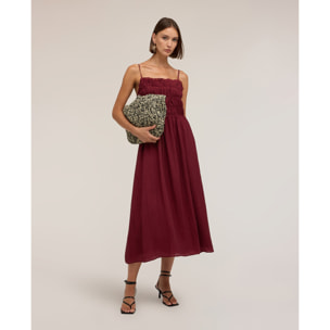 Motivi - Vestito a linea ad A con corpino arricciato - Bordeaux