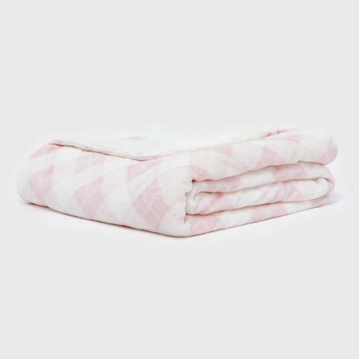 Manta sherpa Cuadro Guima rosa