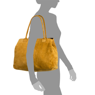 Annagrazia Bolso Shopper Mujer.Piel auténtica Gamuza