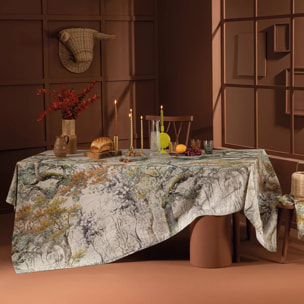 Nappe lin & coton lavé 190 g/m² imprimé beige multicolore Bois de mystere parchemin