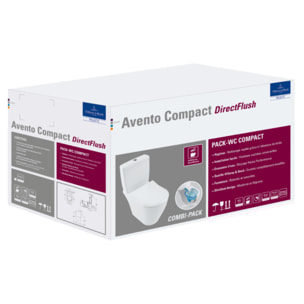 WC à poser compact sans bride sortie horizontale Avento avec abattant frein de chute et SlimSeat