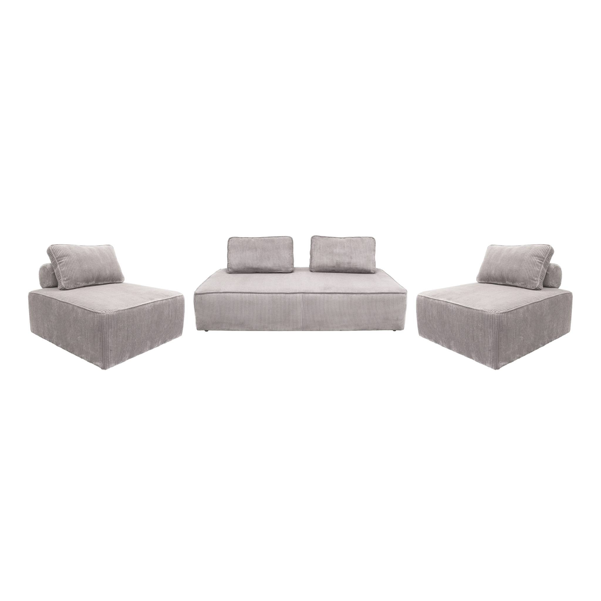 Ensemble chauffeuses LAO pour canapé modulable en velours côtelé 4 places gris clair