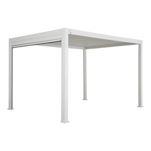 Pergola Bioclimatique blanche – Triomphe – 300x400cm. aluminium. à lames orientables + store 300cm