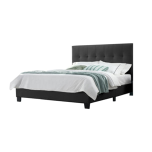 Ensemble lit matelas et sommier 160x200 cm en simili noir - BIANCA