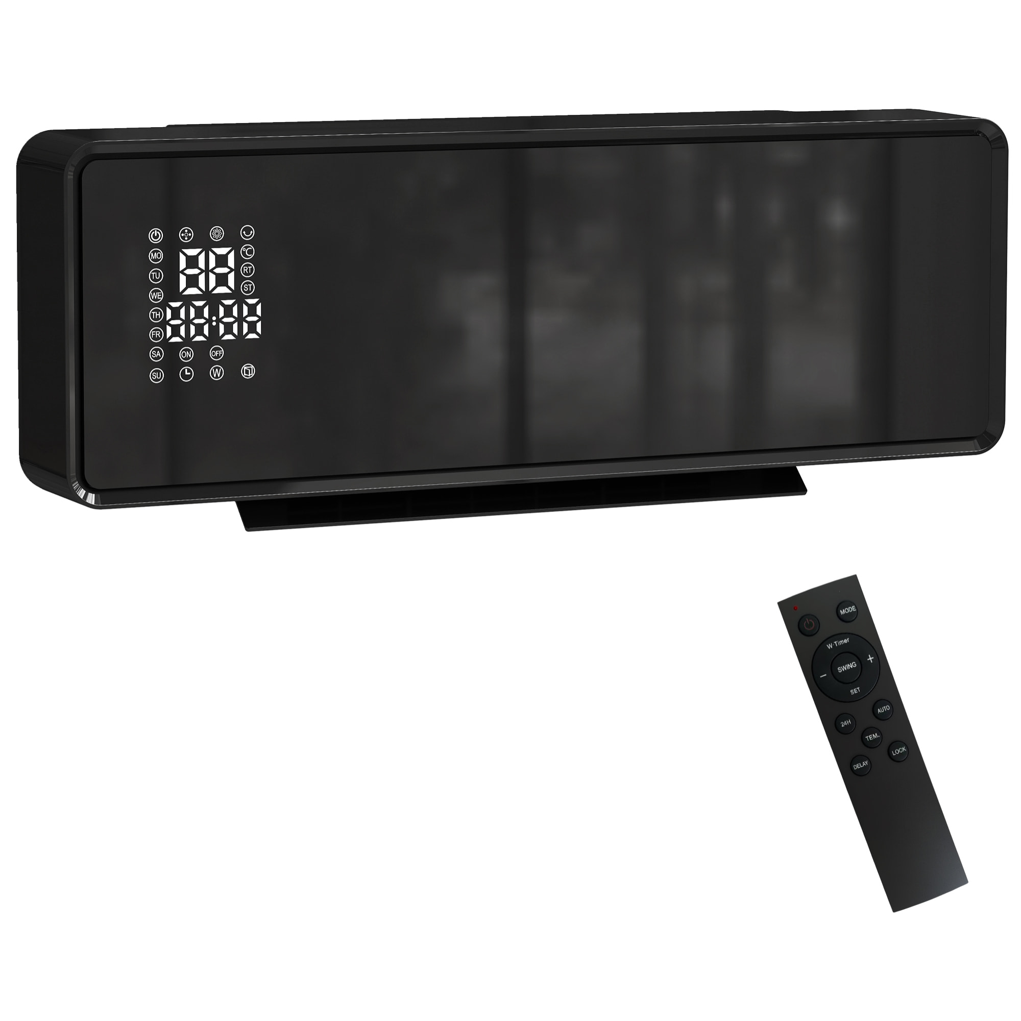 Chauffage soufflant mural 2000W chauffage céramique PTC radiateur réglable timer oscillant télécommande noir