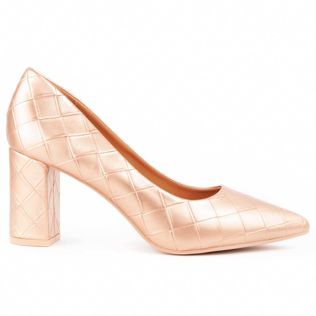 Zapato De Tacón - Dorado - Altura: 8 Cm