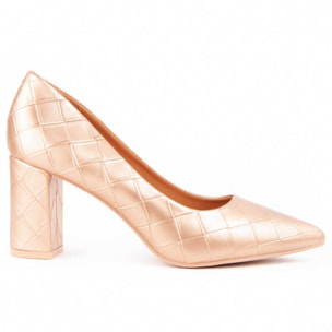 Zapato De Tacón - Dorado - Altura: 8 Cm