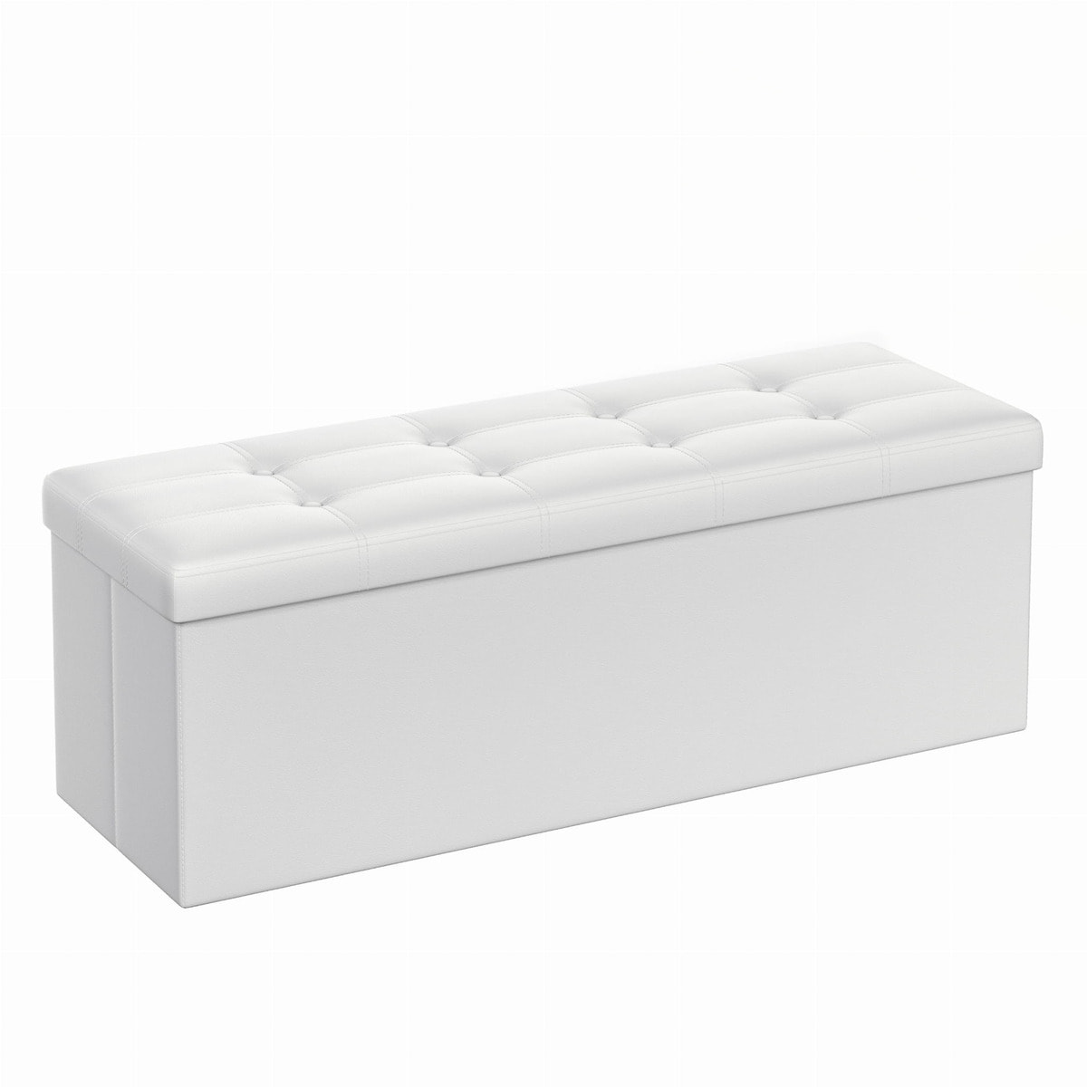 Panca Contenitore Pieghevole in Similpelle Bianca 110cm