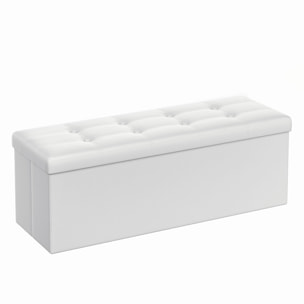 Panca Contenitore Pieghevole in Similpelle Bianca 110cm