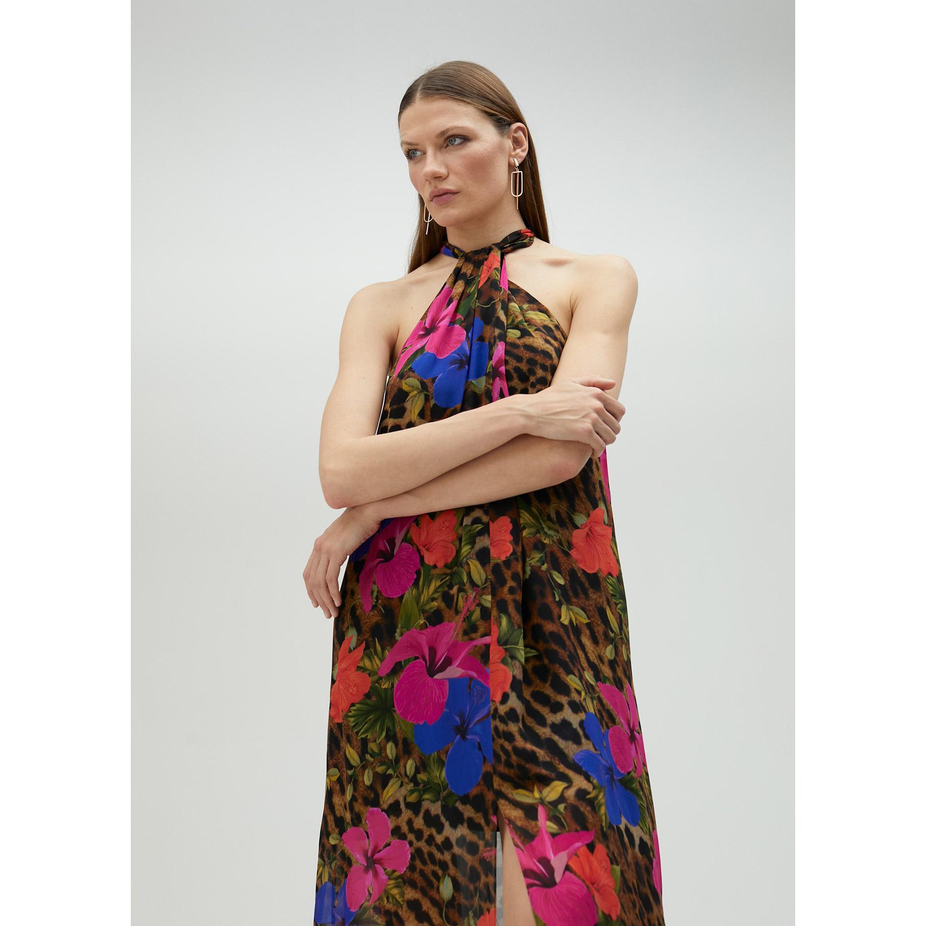 Vestito scollo all'americana e stampa animalier