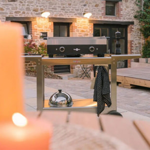 Plancha électrique KRAMPOUZ PFSR2AA-KR Noire Inox 2 brûleurs à poser, 64x33 cm