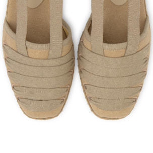 Alpargata plana embetada Glen en algodón con cintas y suela de cuerolite