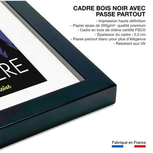 Affiche Ski à Val D'Isère Affiche + cadre en bois - Noir