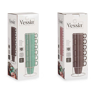 Set de 6 tazas apilables de porcelana 24 cl.