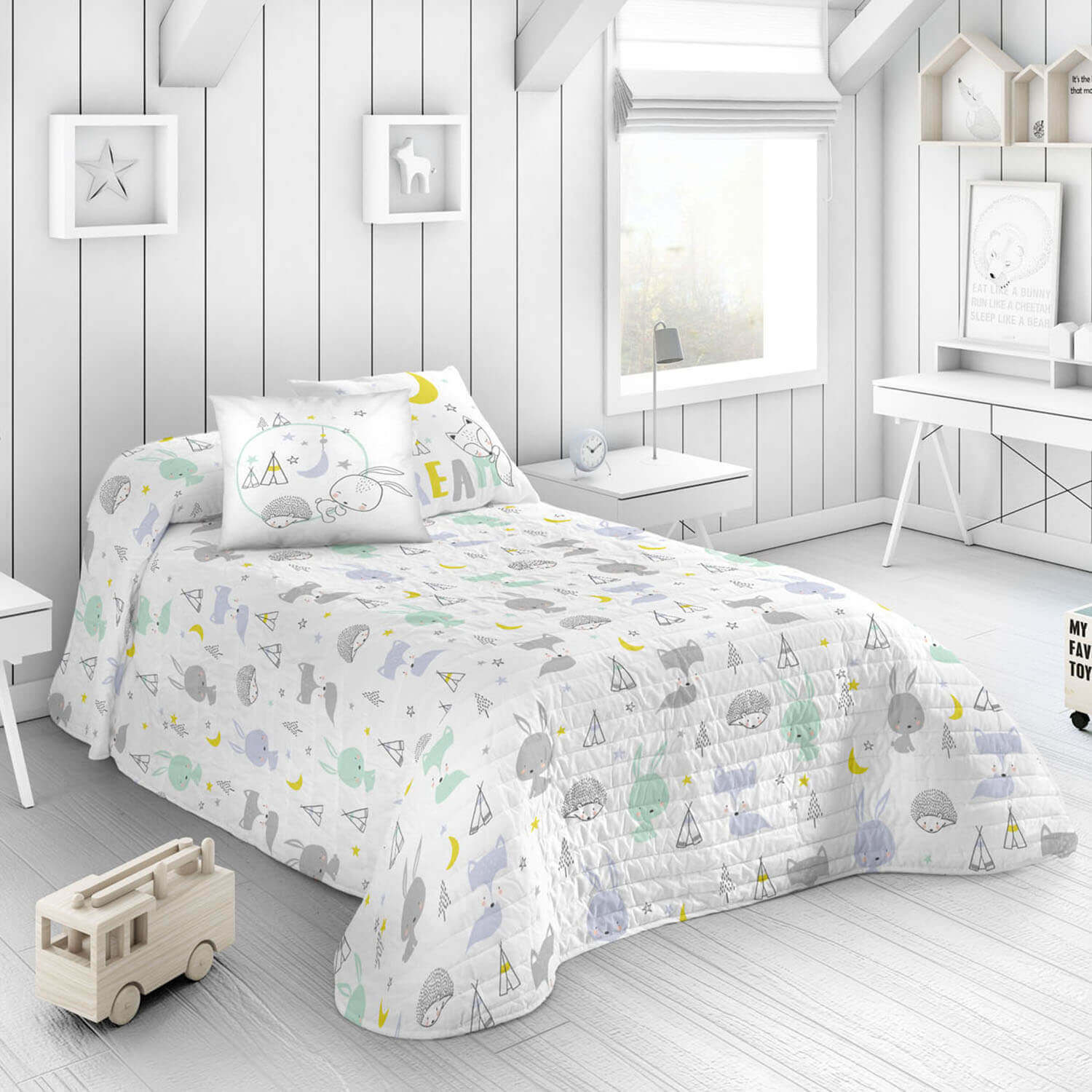 Cool Kids - Colcha Bouti Estampada - Reversible - Infantil - 100% Algodón - 70 gr/m² - Lets Dream