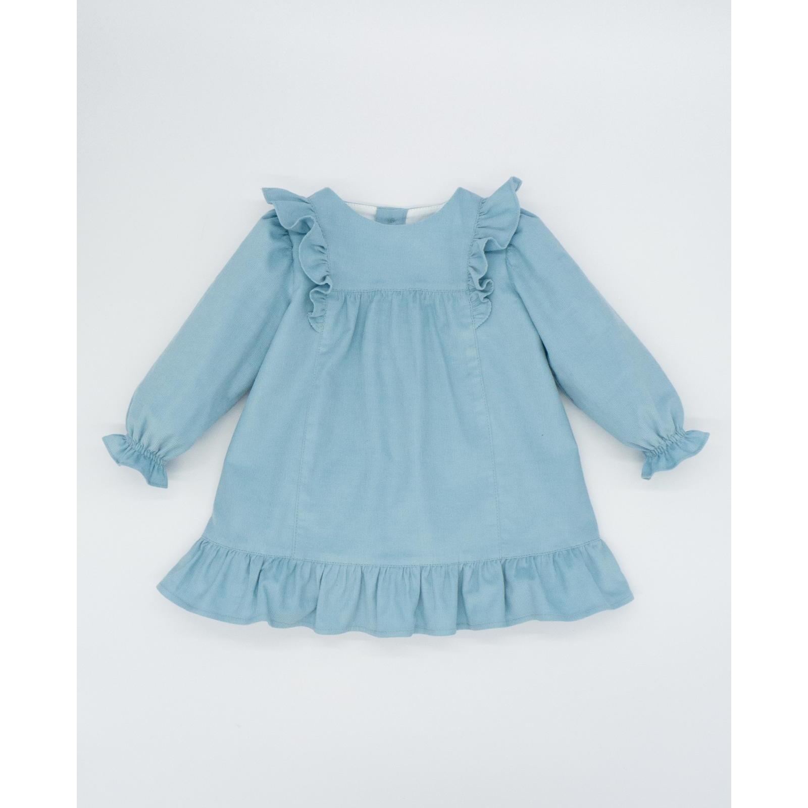 Vestido pana volantes azul verdoso