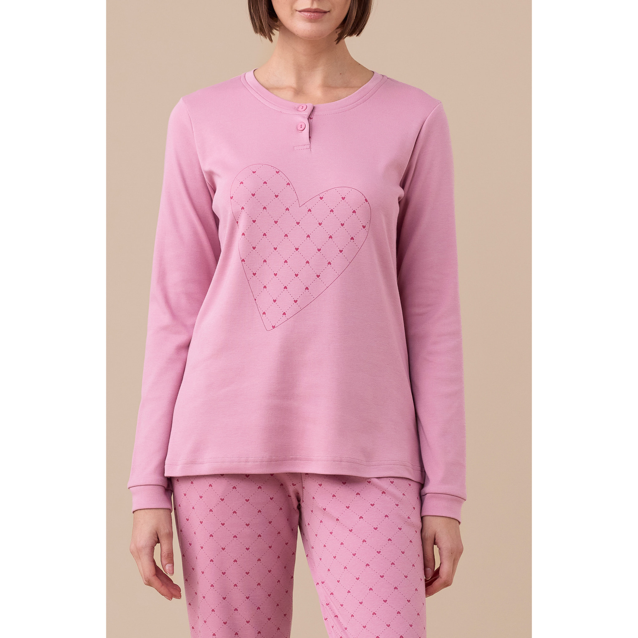 Pigiama donna in jersey invernale articolo cuore. Noidinotte