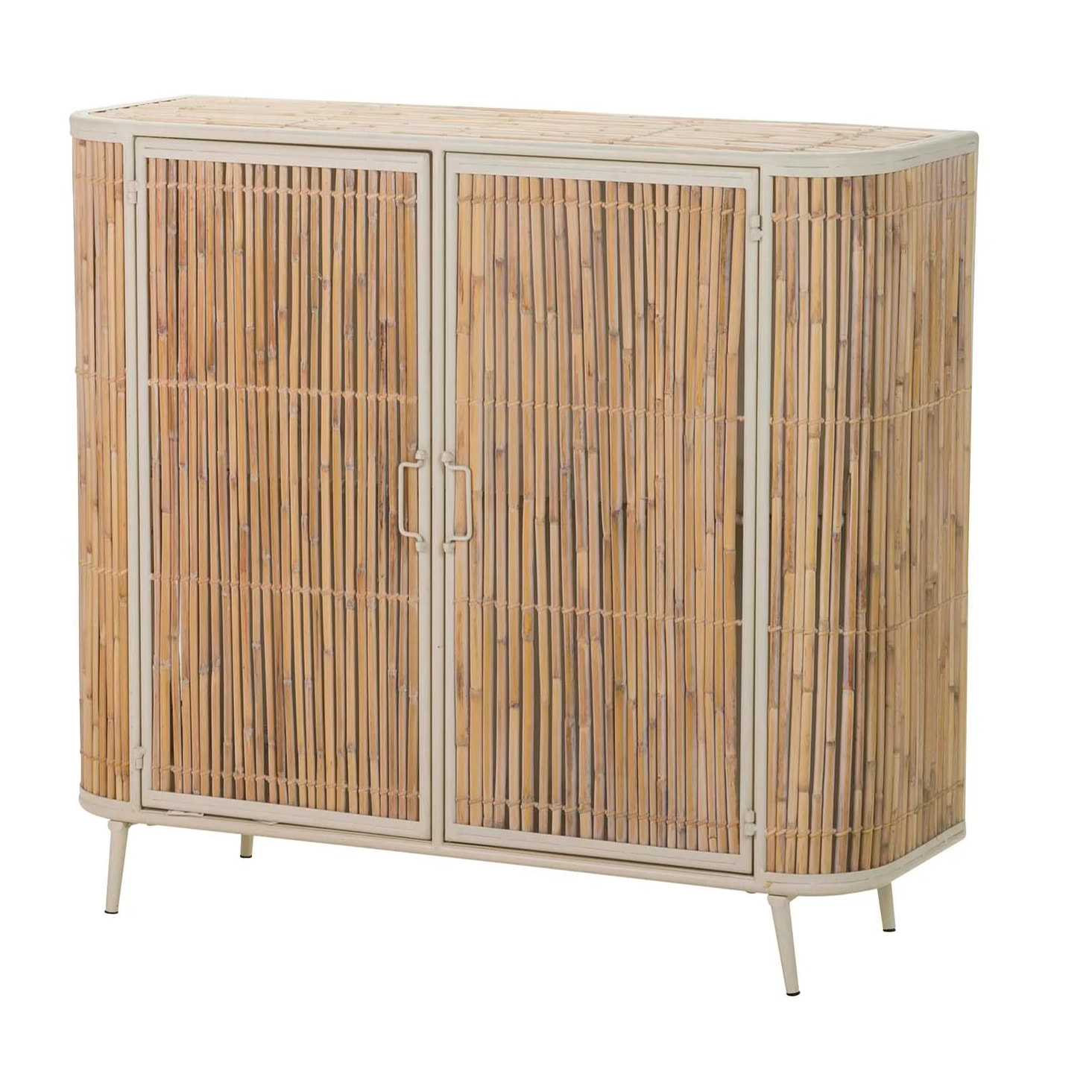 Aparador Metal Bambu Beige Marron 100x34x91 Cm