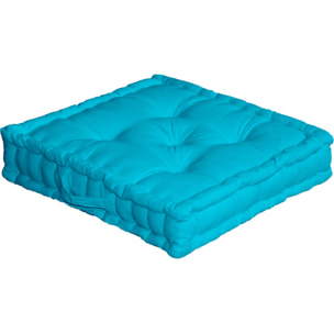Coussin de sol uni en pur coton - Turquoise