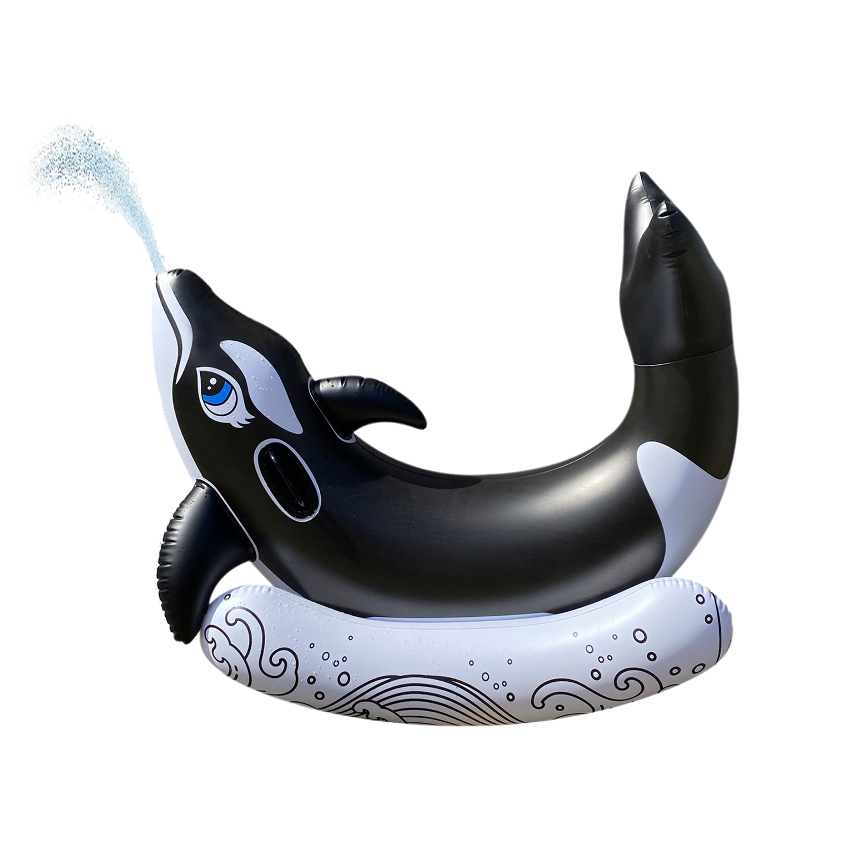 DAM Sillón flotador infantil hinchable, diseño orca, dispara agua. 72x67x58 Cm. Color: Negro