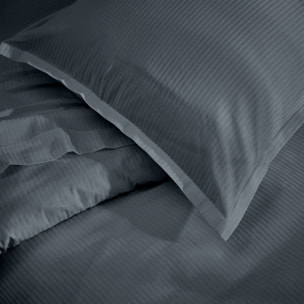 Drap satin de coton rayures ton sur ton - Gris