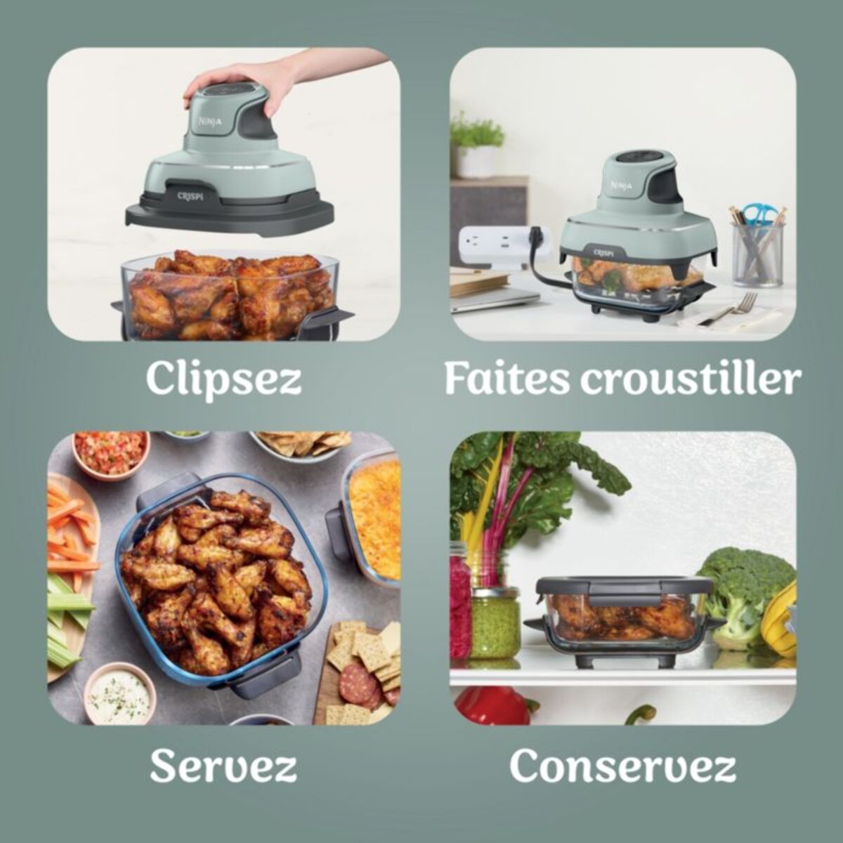 Friteuse sans huile NINJA CRISPi 4-in-1 Vert Sauge FN101EUSG