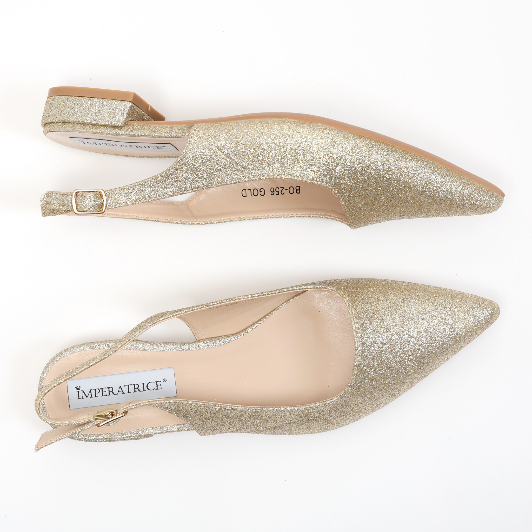 Ballerine slingback in simil pelle brillantinate