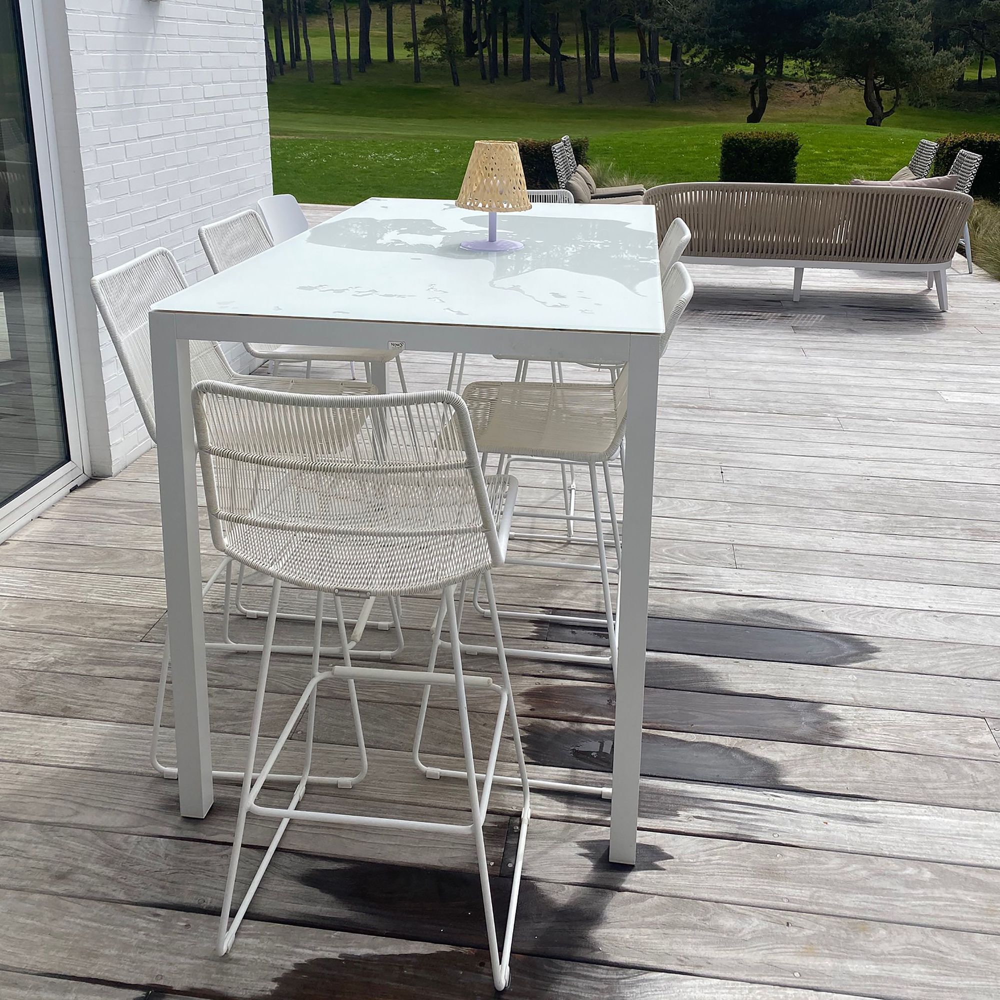 CHAISE DE BAR BLANC OUTDOOR CON DAO 50.5X54X106.5CM